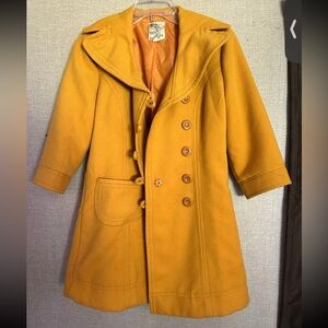 Anthropologie Tulle Yellow/gold Pea Coat Size Small